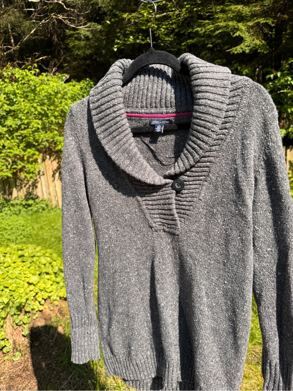 Tommy Hilfiger Gray Shawl-Collar Pullover Sweater